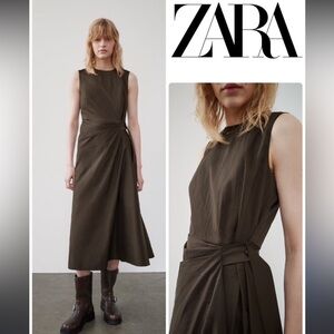 NWT ZARA Wrap Midi Dress Belted
